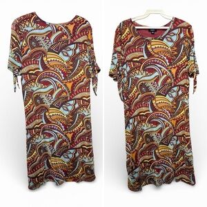 Short Sleeve Paisley Shift Dress Medium Tacera NWT